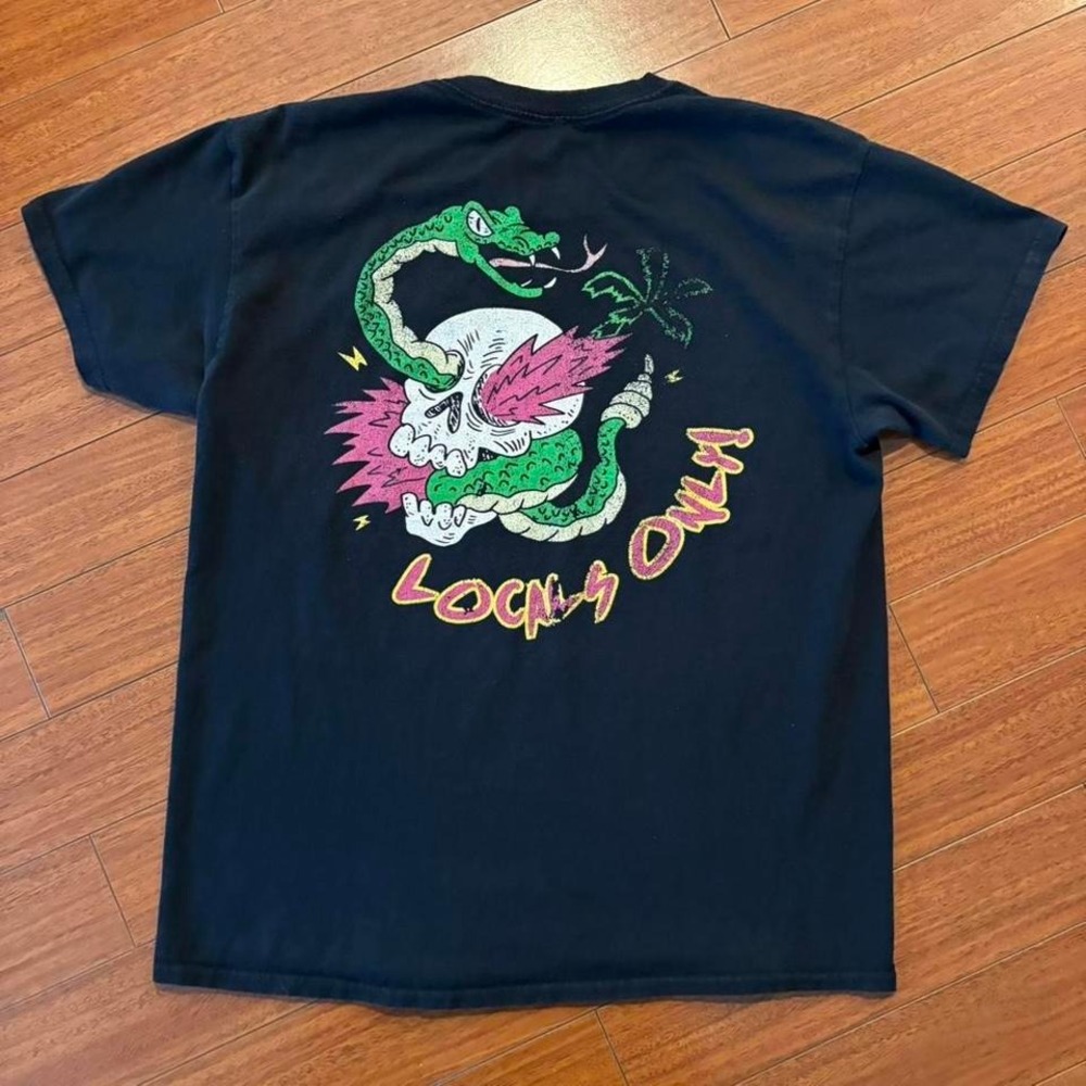 hella faded black skull snake A-Lab Locals Only graphic skater t-shirt
